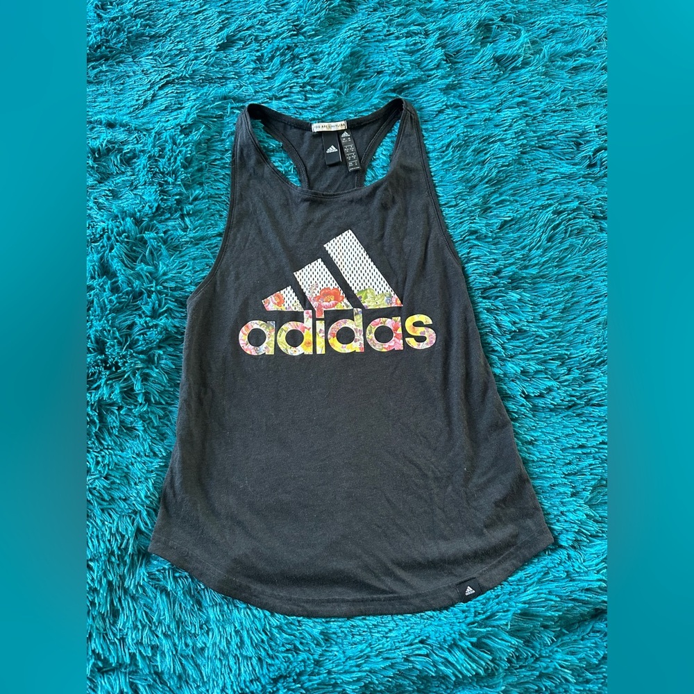 Adidas Black Tank Top with Multicolor Logo